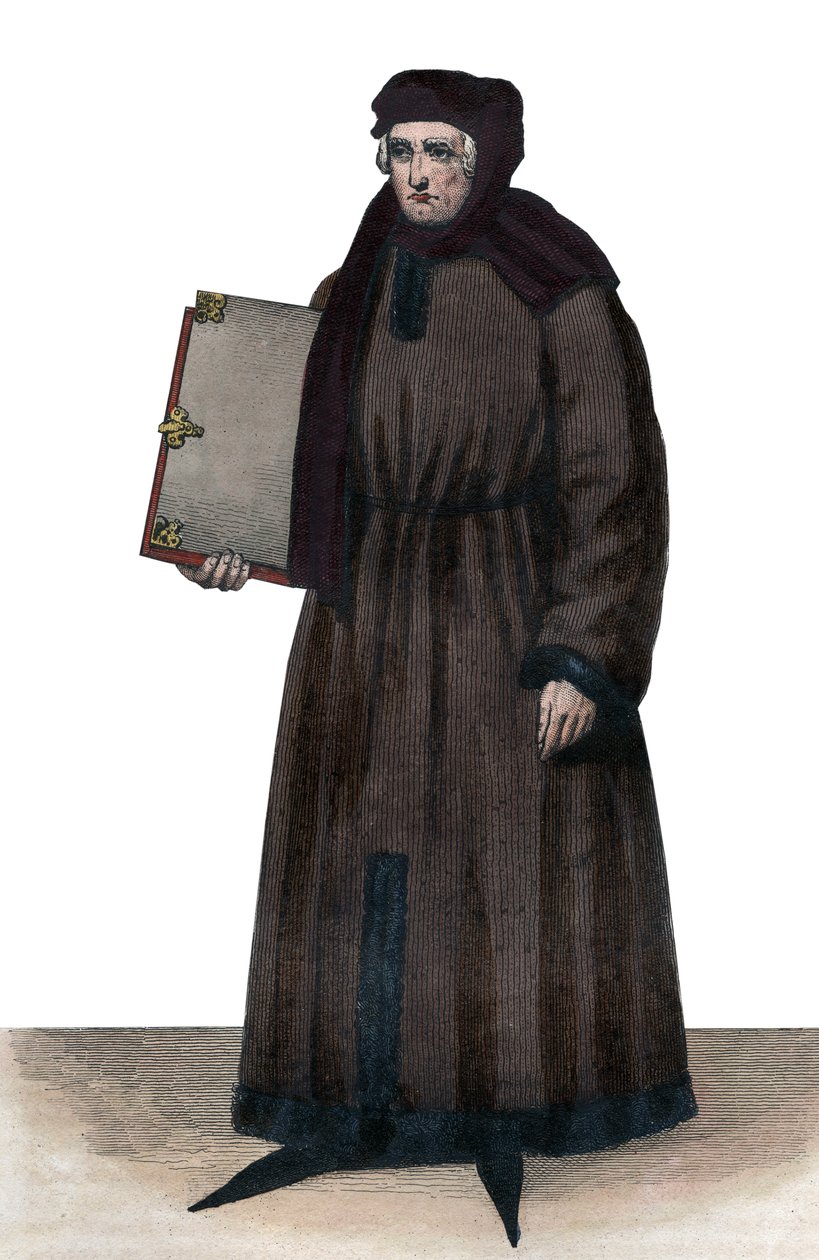 Porträt von John Froissart (1337-1404), französischer Chronist des mittelalterlichen Frankreichs von French School