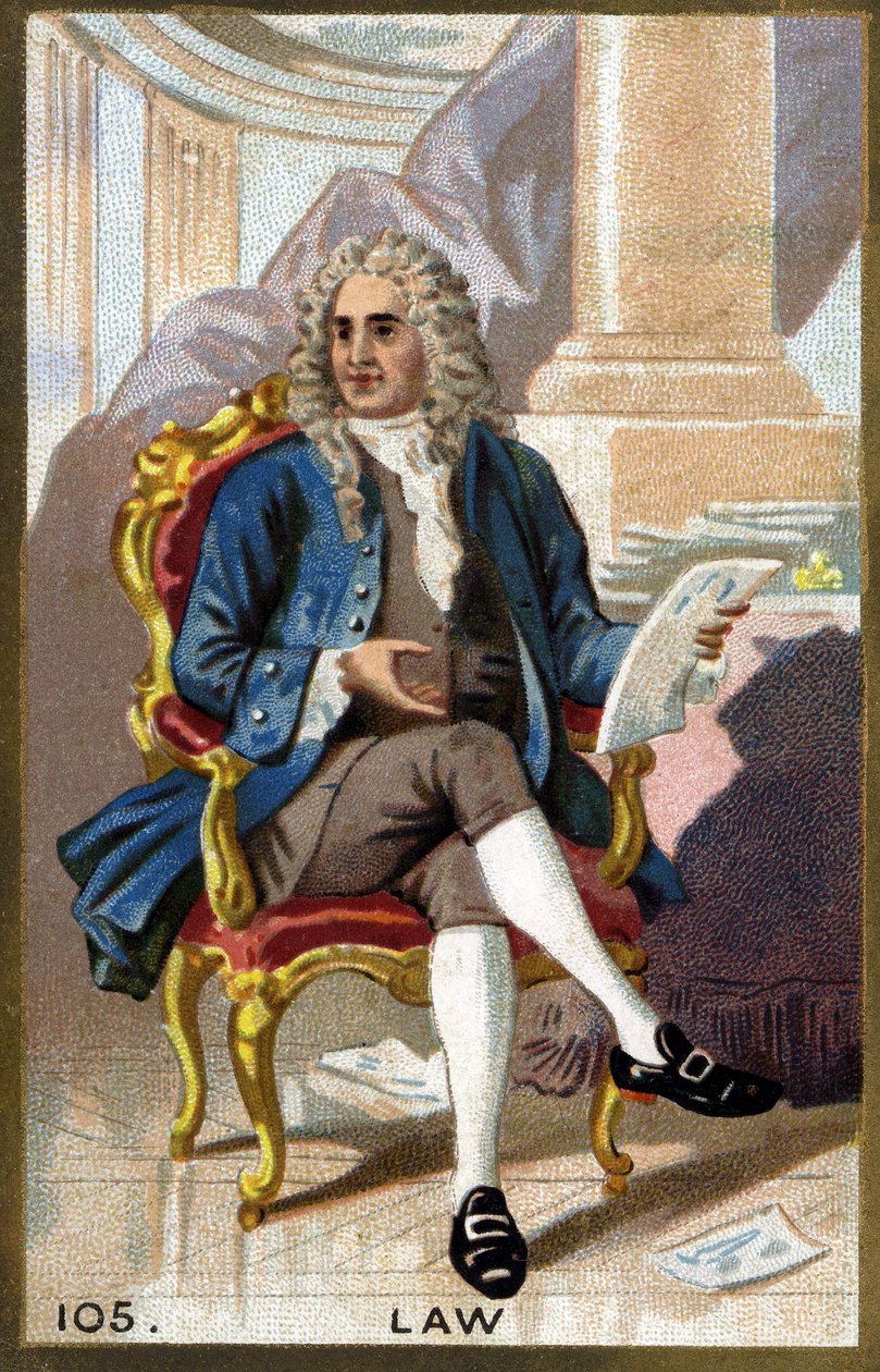 Porträt von John Law (1671-1729). Chromolithographie des späten 19. Jahrhunderts. von French School