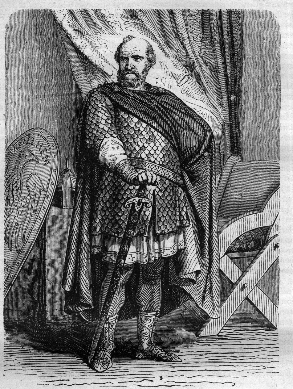 Porträt von König Etienne (Stephen) dit de Blois (1096-1154), letzter normannischer König von England. Gravur in „Geschichte der Päpste (...) Verbrechen der Königin, Könige und Kaiser durch die Jahrhunderte“ von Maurice Lachatre von French School
