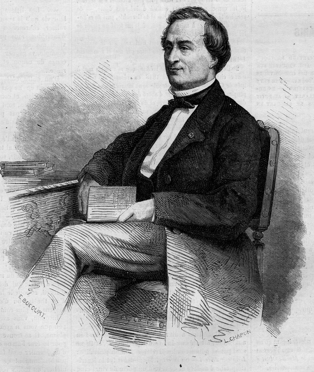 Porträt von Louis Bernard Bonjean (1804-1871), französischer Richter und Senator. Gravur in „Le Monde Illustré“ Nr. 309 vom 14. März 1863 von French School