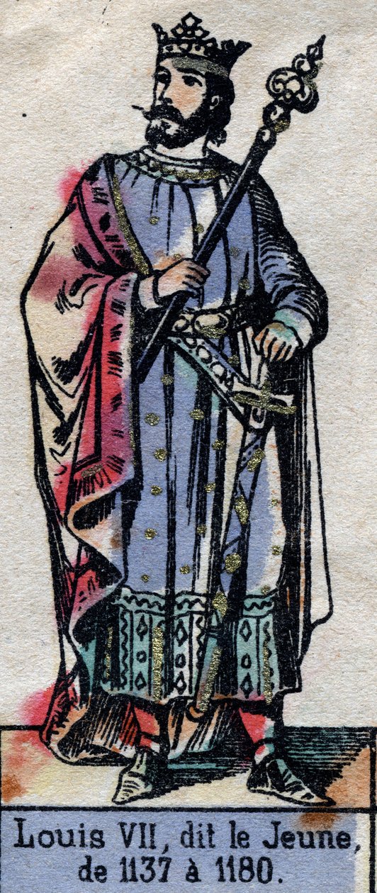 Porträt von Ludwig VII. von Frankreich, genannt Ludwig der Jüngere (1120-1180) (Dynastie der Kapetinger). Illustration Ende des 19. Jahrhunderts. von French School