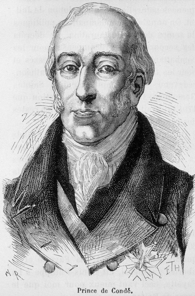 Porträt von Louis V Joseph de Bourbon-Conde (1736-1818), achter Prinz von Conde, französischer Kriegsmann - in „L