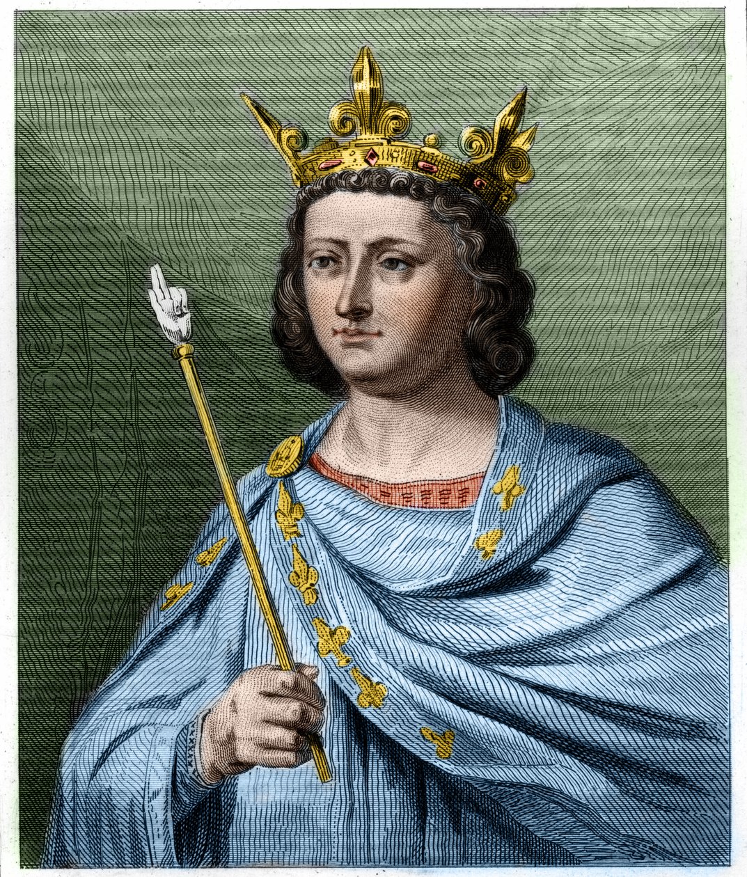 Porträt von Ludwig X. der Zänker (1289 - 1316), König von Frankreich - in „Histoire des Français“ von Lavallée, Gravur, undatiert. von French School