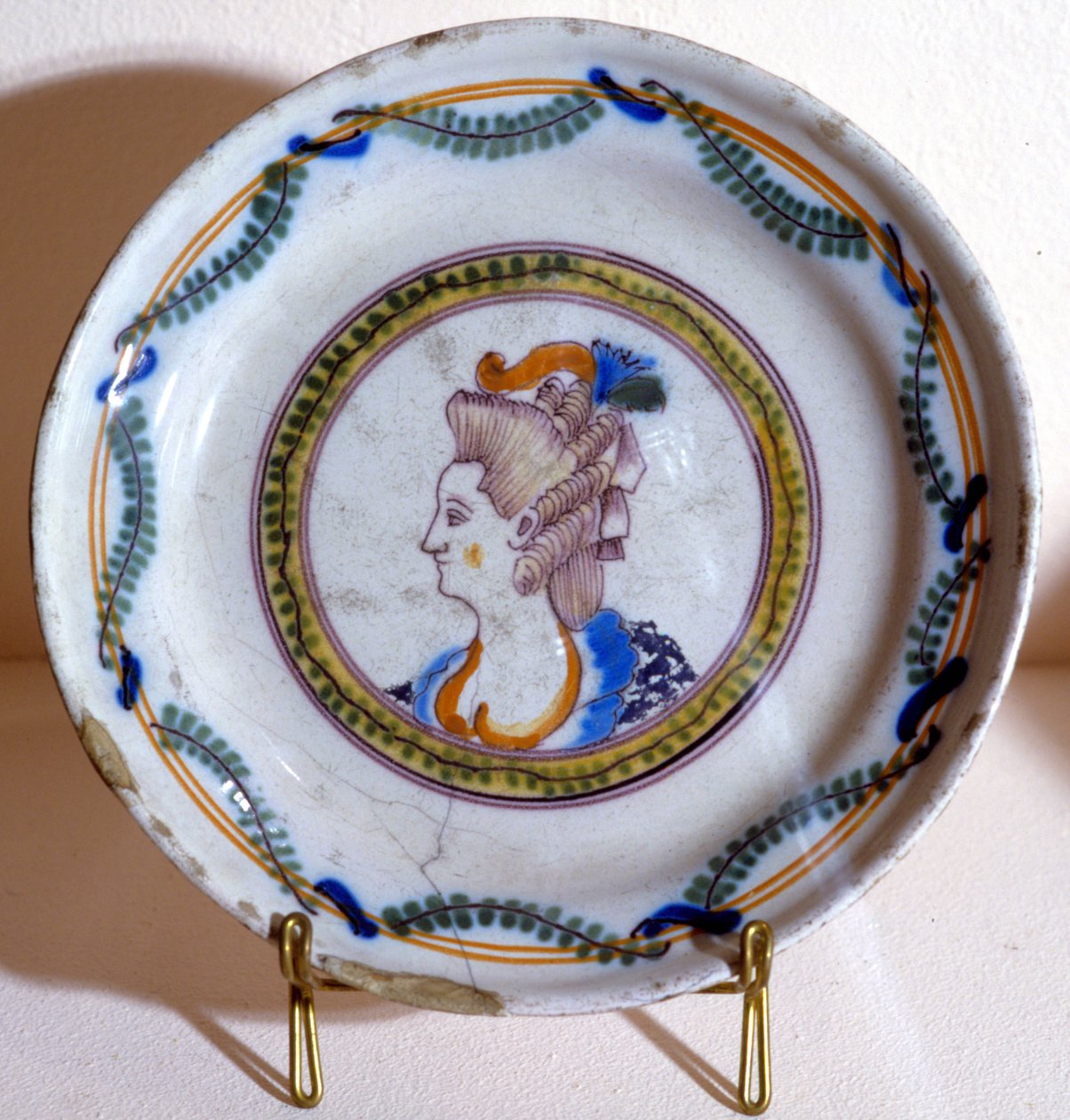 Porträt von Marie Antoinette - Fayenceplatte von French School