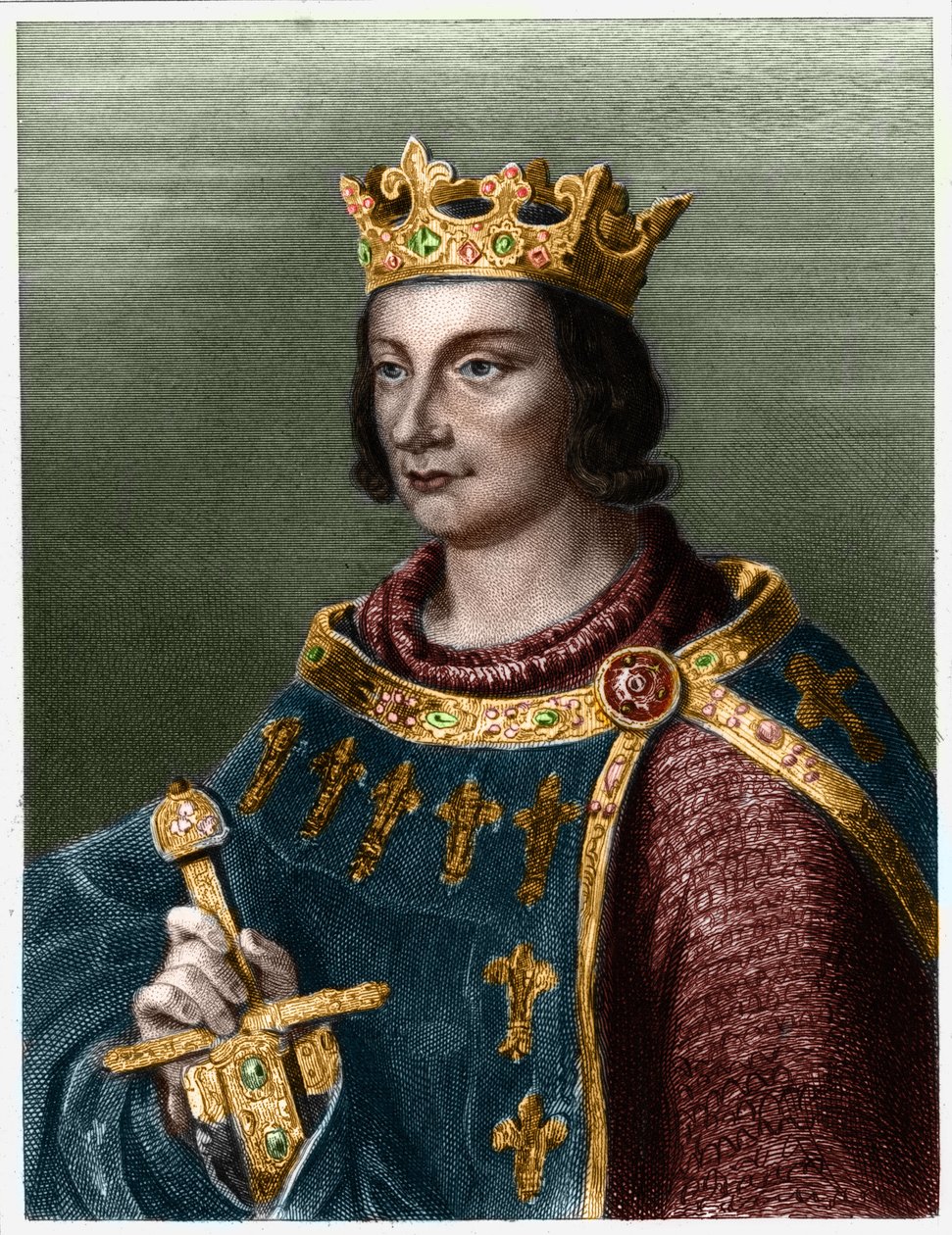 Porträt von Philipp III. von Frankreich, genannt Philippe le Hardi (1245-1285) (Dynastie der Kapetinger).- in „Histoire des Français“ von Lavallée, Gravur, sd. von French School