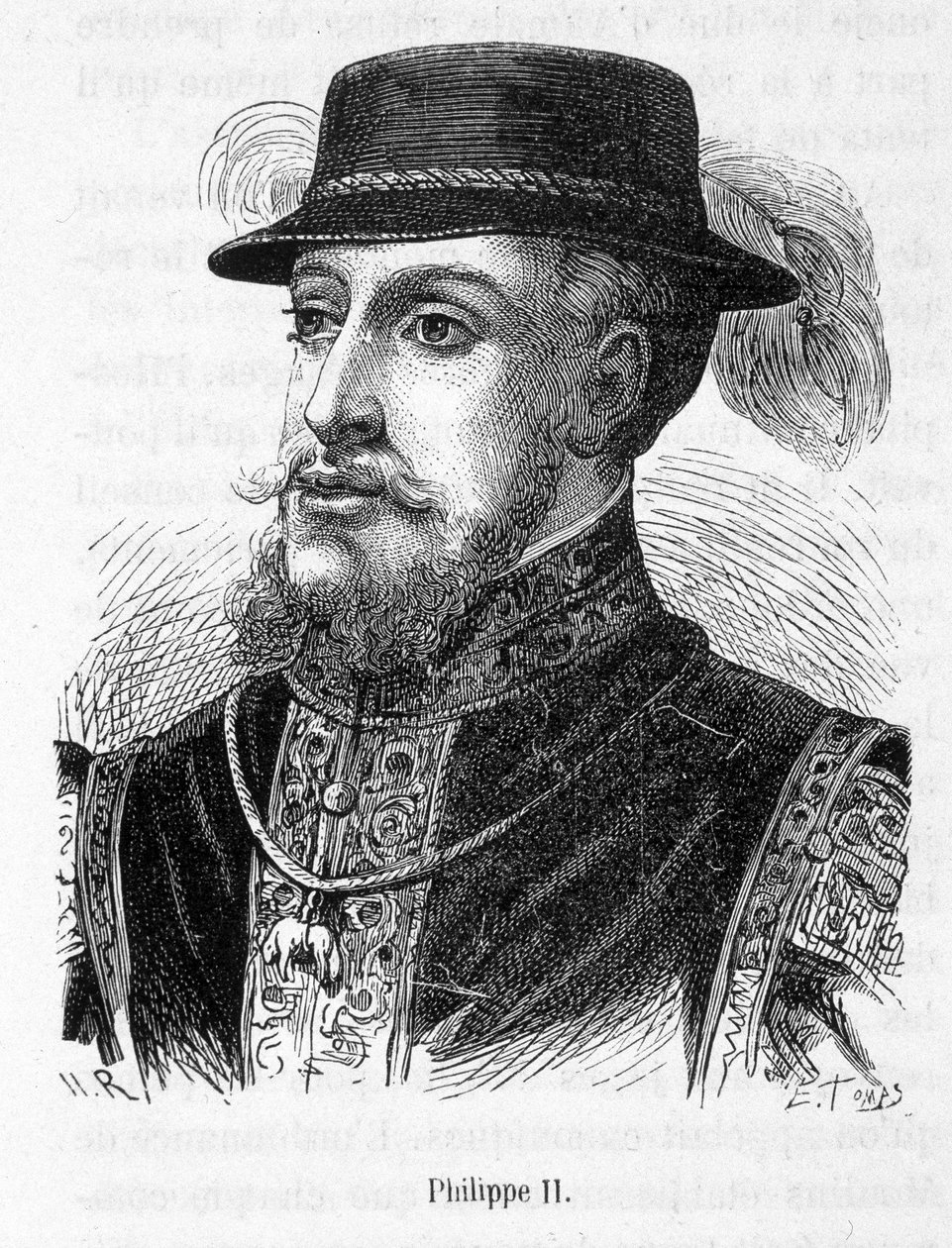 Porträt von Philipp II. (Philippe-Auguste) - in „Histoire de France“ von Henri Martin von French School