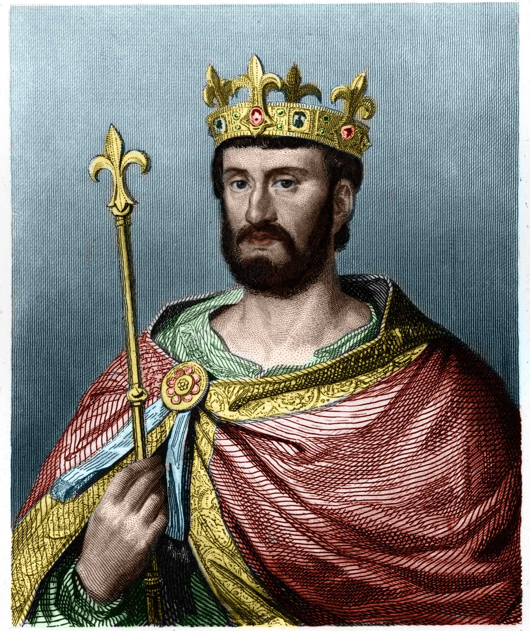 Porträt von Philipp I. (1060 - 1108), König von Frankreich - in „Histoire des Francais“ von Lavallee, Gravur, undatiert von French School
