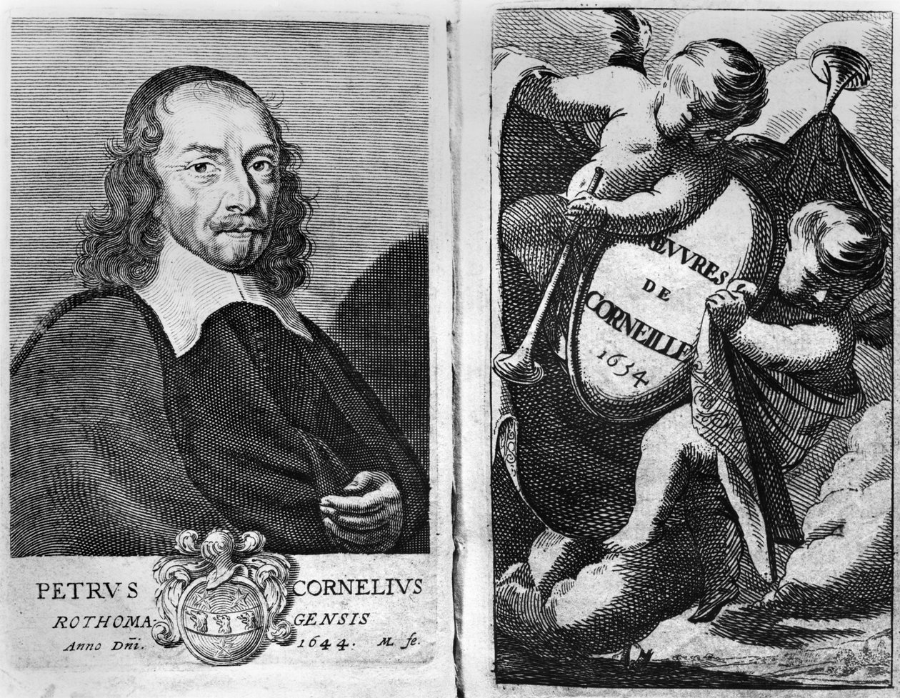 Porträt von Pierre Corneille (1606-84), 1644, Frontispiz für eine Ausgabe von Oeuvres de Corneille, veröffentlicht 1634 von French School