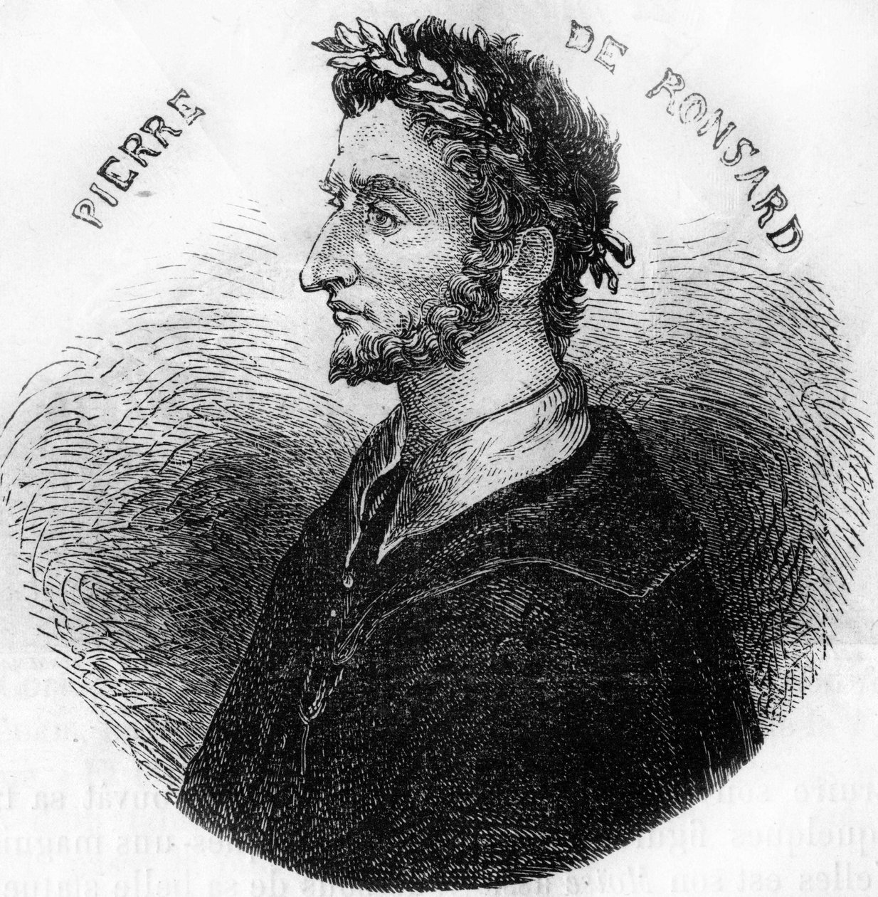 Porträt von Pierre de Ronsard, Dichter (1524-1585). In „Histoire Populaire de la France“, ca. 1885. Gravur. von French School