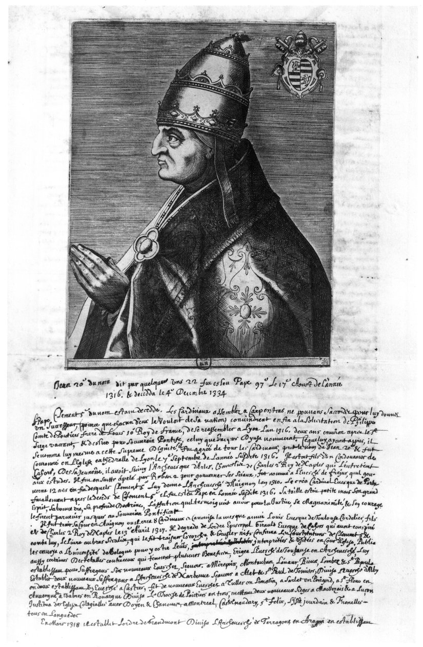 Porträt von Papst Johannes XXII. (1244-1334) von French School