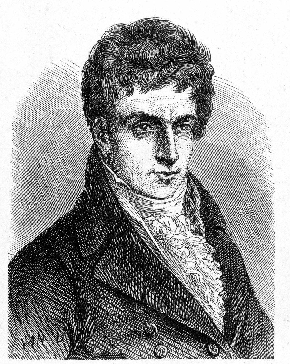 Porträt von Robert Fulton (1765 - 1815), amerikanischer Mechaniker, der das erste Propeller-U-Boot baute - im „Album der Wissenschaft; berühmte Wissenschaftler; Große Entdeckungen“ 1896. von French School