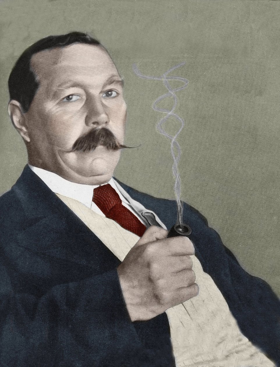 Porträt von Sir Arthur Conan Doyle (1859-1930), englischer Schriftsteller, Schöpfer der Figur „Sherlock Holmes“. 1919. von French School