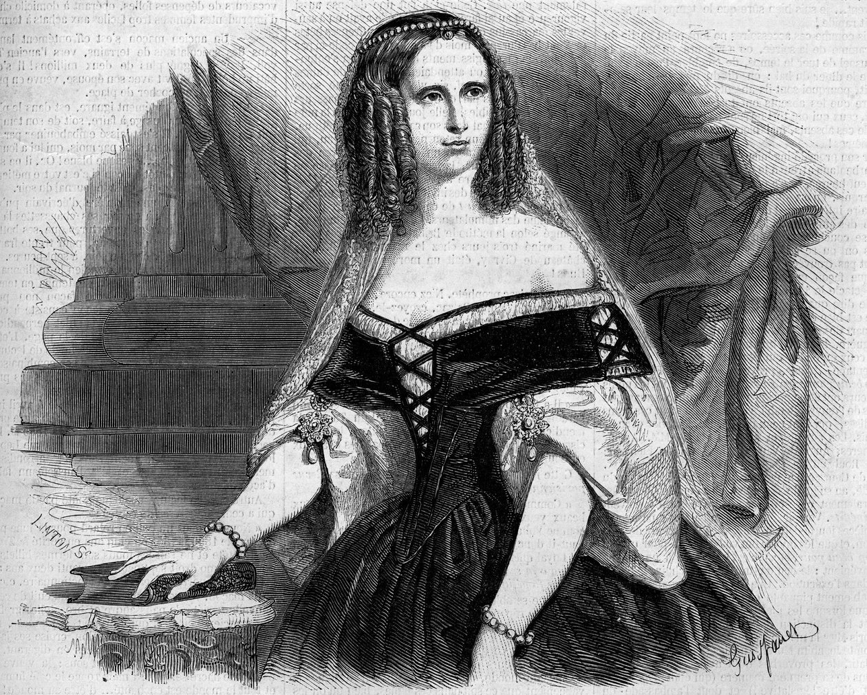 Porträt von Sophie von Württemberg (1818-1879), Königin der Niederlande. Gravur in „Le Monde Illustré“ Nr. 53 vom 17. April 1858 von French School
