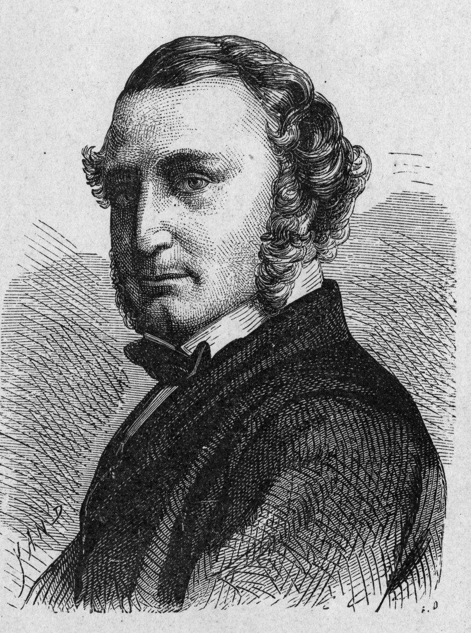 Porträt von Thomas Russell Crampton (1816 - 1888), britischer Ingenieur: Er entwarf eine Hochgeschwindigkeitslokomotive, baute das Berliner Hydrauliknetz und beteiligte sich an der Einrichtung des Unterseekabels zwischen Calais und Dover - in „Album der Wi von French School