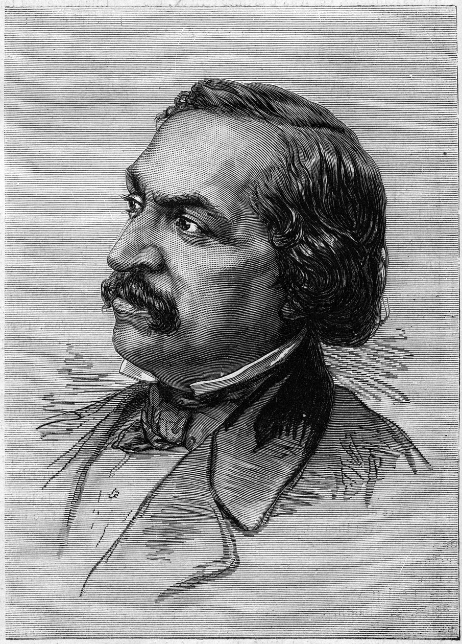 Porträt von Victor Séjour (1816-1874), französischsprachiger amerikanischer Dramatiker. Gravur in „Le Monde Illustré“ Nr. 912 vom 3. Oktober von French School