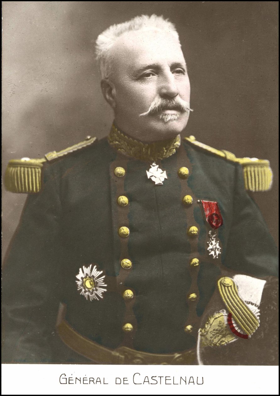 Porträt des französischen Generals Noel Edouard de Curieres de Castelnau (1851-1944). Postkarte aus dem 20. Jahrhundert von French School