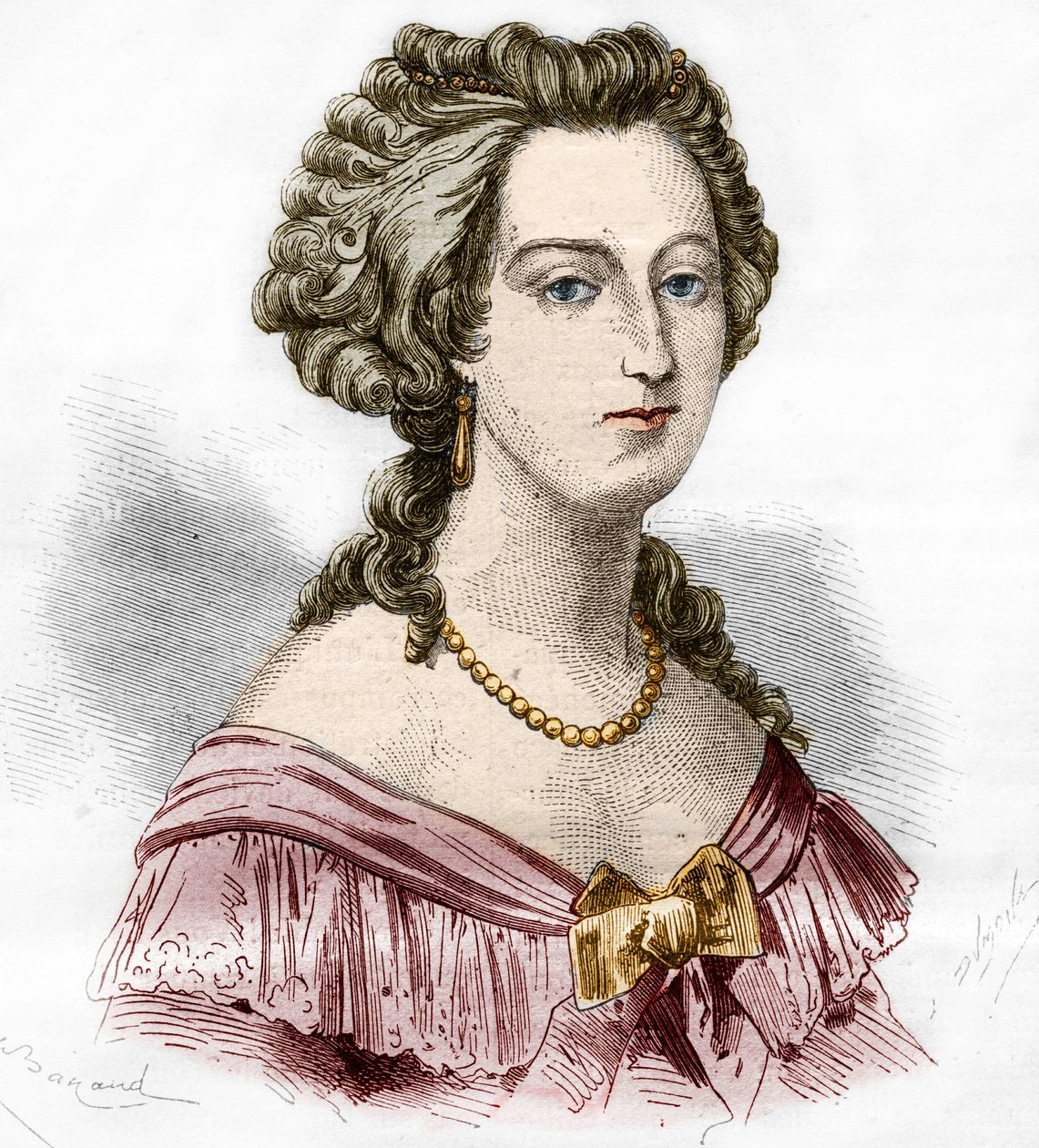 Porträt der Marquise von Boufflers Marie Francoise Catherine de Beauvau Craon (1711-1787). Gravur in „Die Geschichte der Prostitution und Ausschweifung bei allen Völkern der Welt von der Antike bis heute“ von Dr. Th. -F. Debray. 1879. von French School