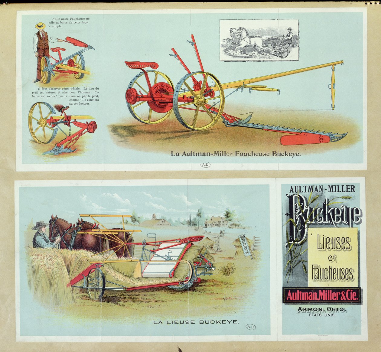 Plakatwerbung für Aultman-Miller Buckeye Binder und Reaper, Ende 19. Jahrhundert von French School