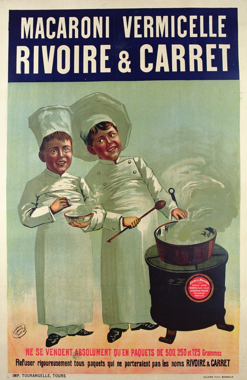 Plakat für Pasta von Rivoire et Carret von French School