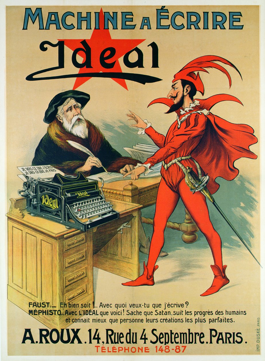 Plakat für die Ideal-Schreibmaschine von French School