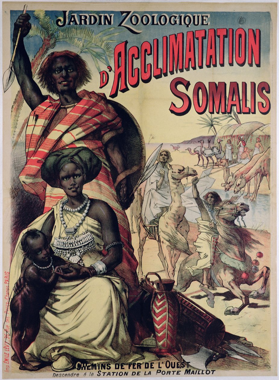 Plakat, das den somalischen Park im Jardin Zoologique, Paris bewirbt von French School