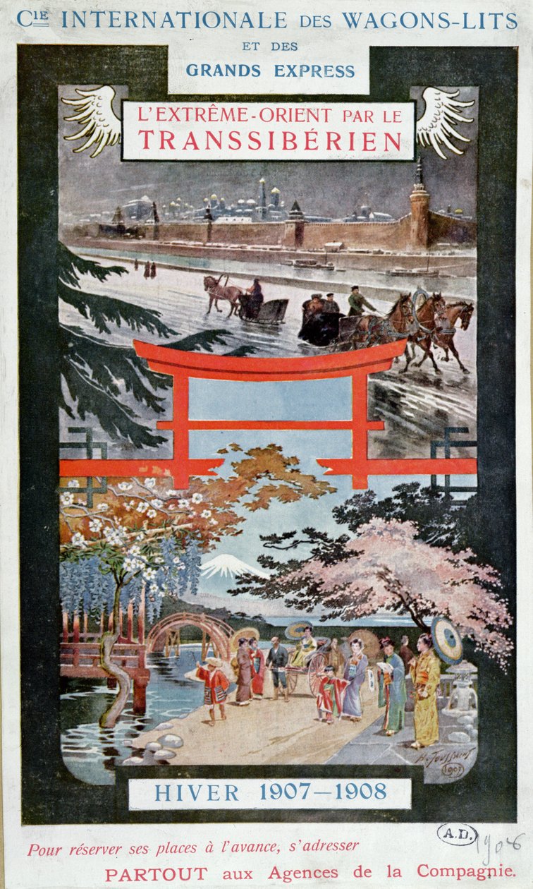 Plakat zur Werbung für die Transsibirische Eisenbahn, Winter 1907-8 von French School