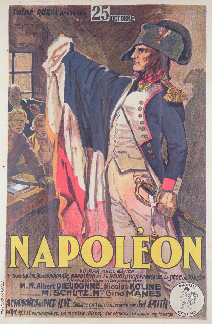 Plakat für den Film Napoleon, geschrieben von Abel Gance von French School