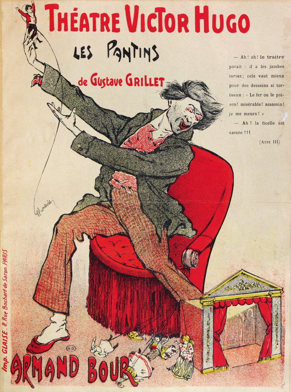 Plakat für Les Pantins von Gustave Grillet im Théâtre Victor Hugo, Ende des 19. Jahrhunderts von French School