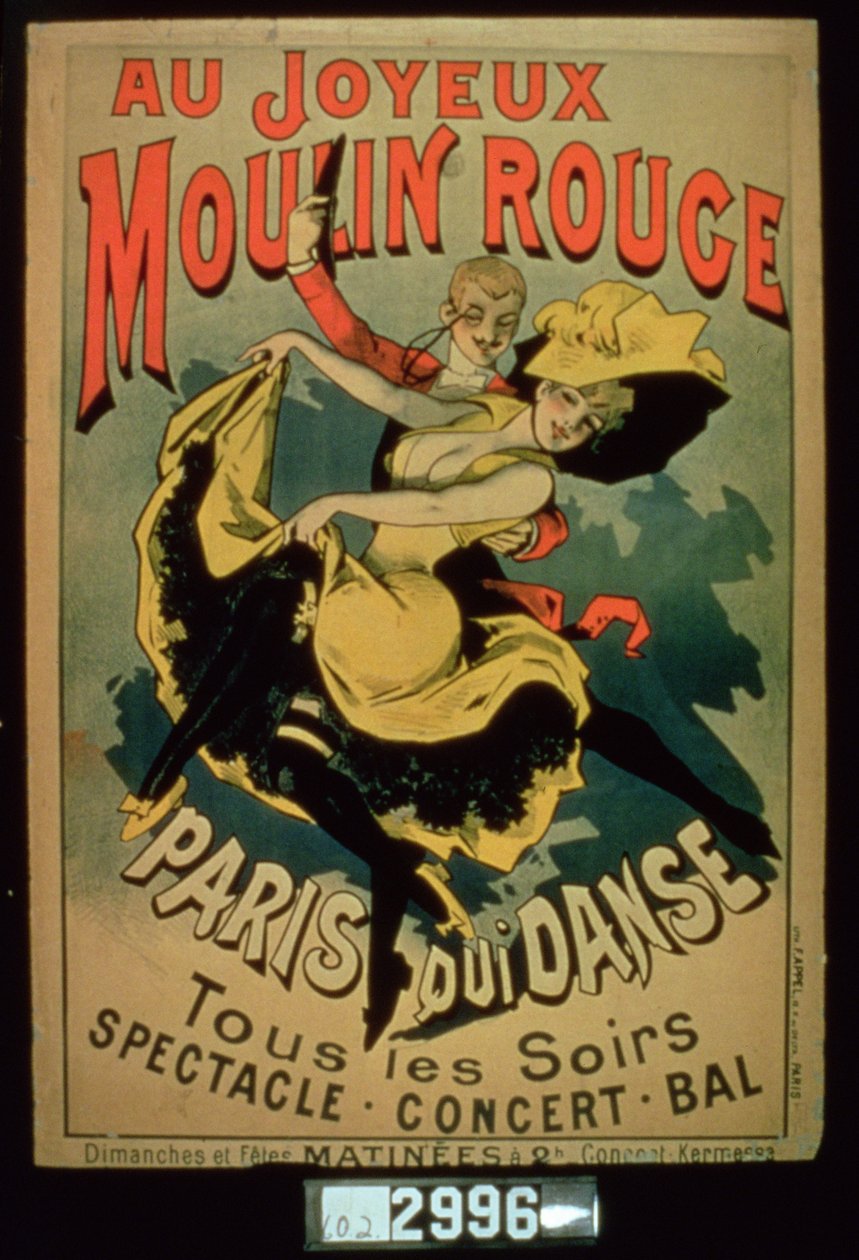 Plakat für Paris Tänze im fröhlichen Moulin Rouge, Paris von French School