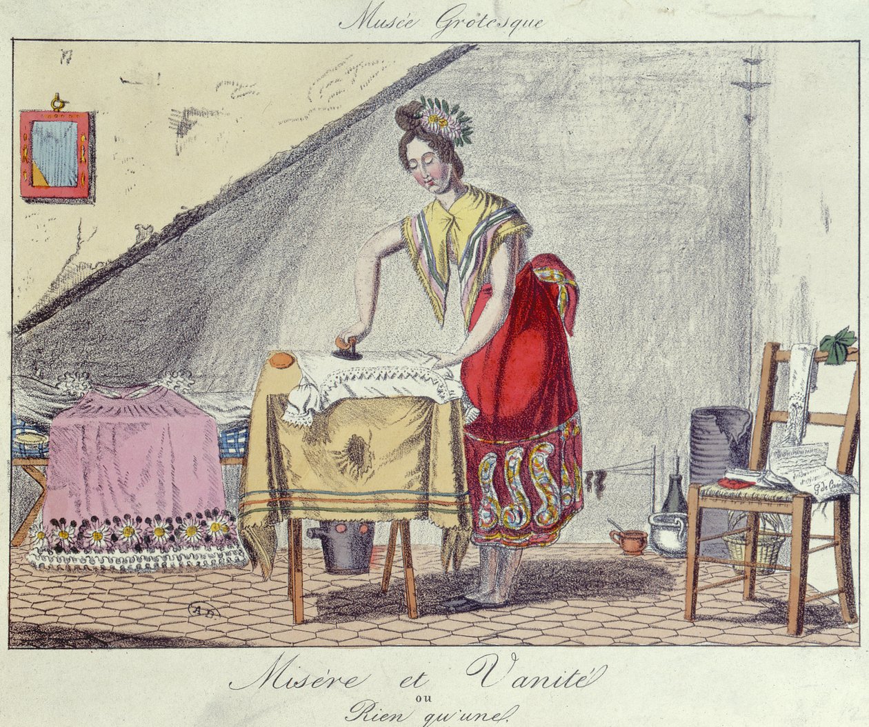 Armut und Eitelkeit, aus der Serie Musee Grotesque, ca. 1820-30 von French School