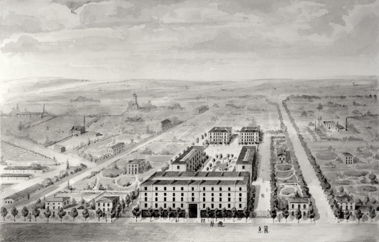 Projekt für die Napoleon-Wohnanlage, 58 rue Rochechouart, Paris, 1849 von French School