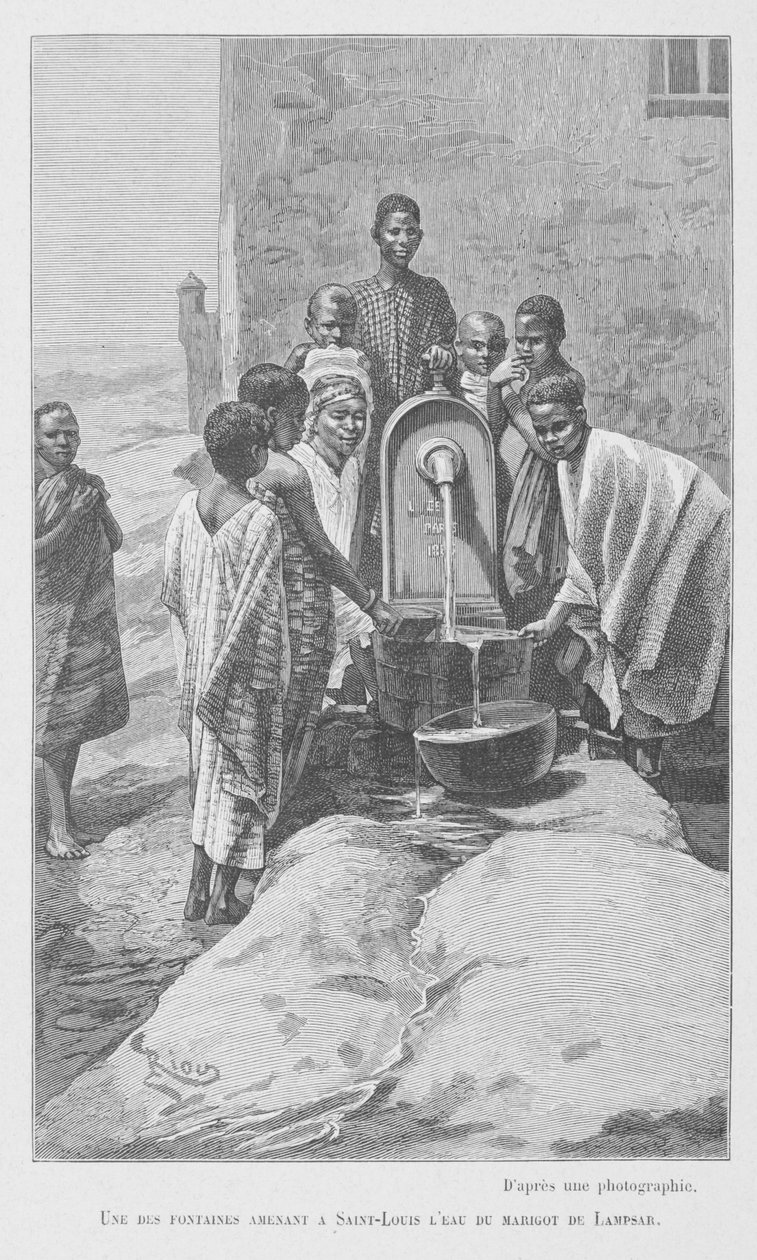 Öffentlicher Brunnen im Senegal, Illustration aus "Le Senegal..." von Louis Leon Faidherbe, 1889 von French School