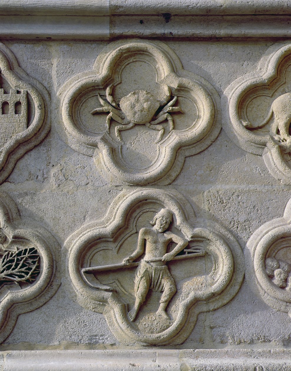 Vierpässe, die Krebs und Juni darstellen, ca. 1220 von French School