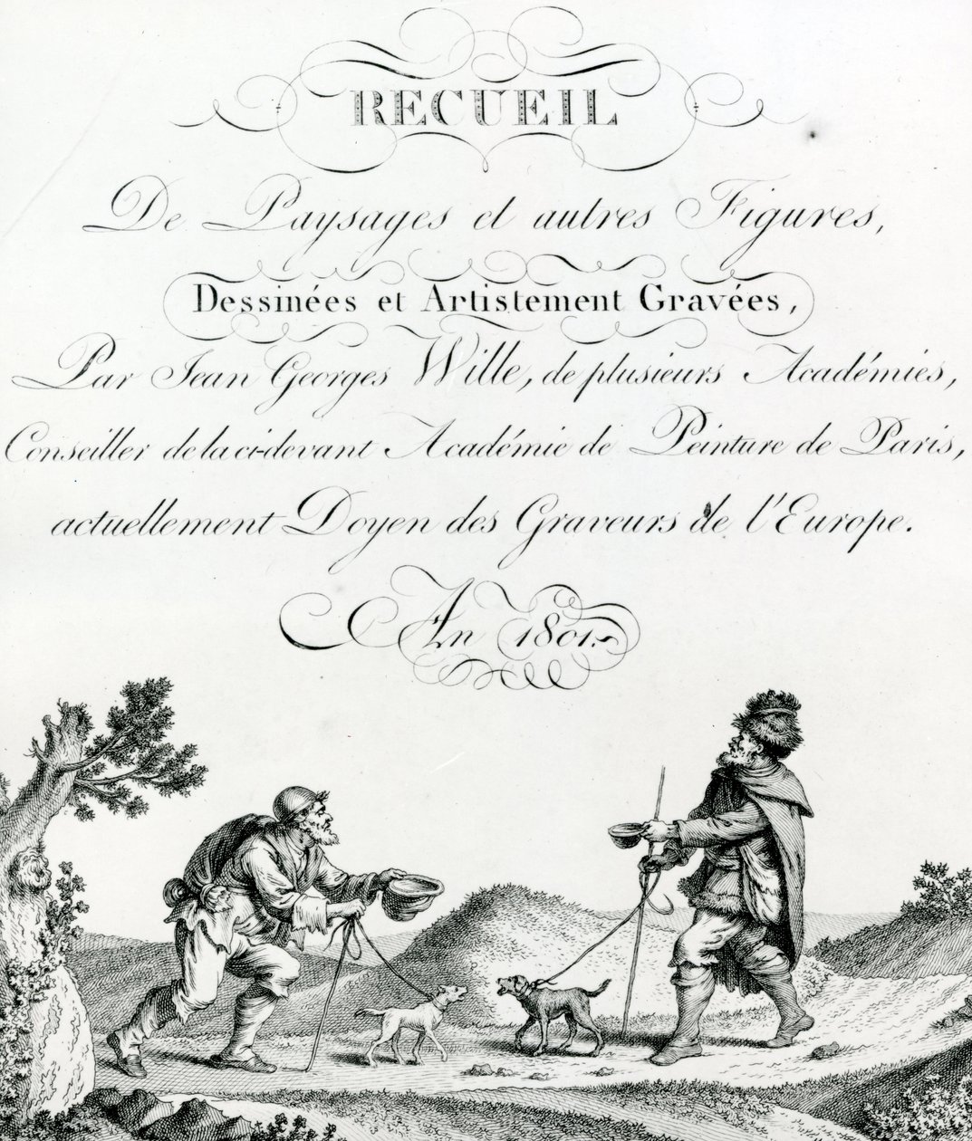 Sammlung von Landschaften und anderen Figuren, gezeichnet und künstlerisch graviert von Johann Georg Wille von French School