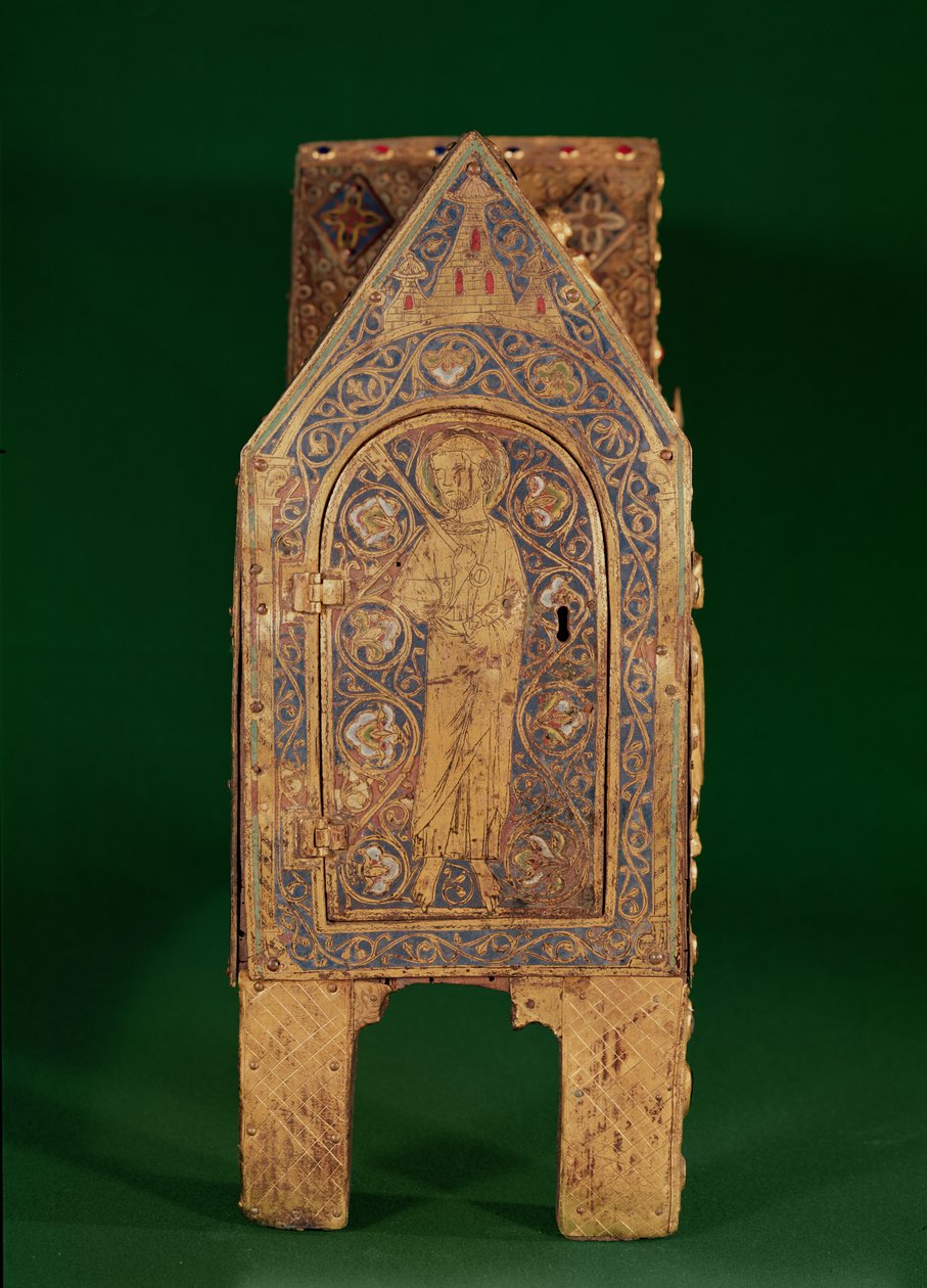 Reliquienschrein des Hl. Calminius, Detail von St. Peter mit den Schlüsseln, Limoges von French School