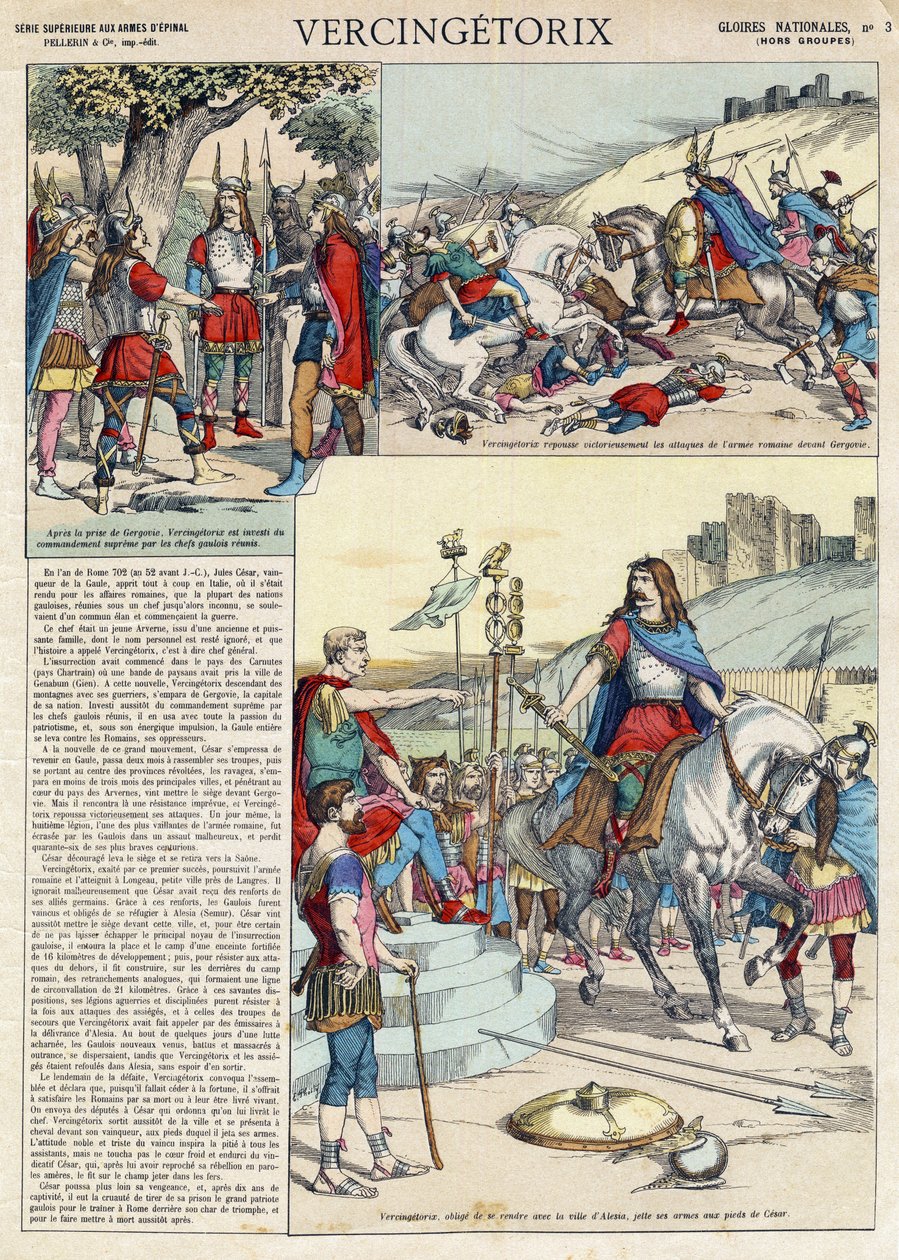 Darstellung von Vercingetorix (ca. 80-ca. 46 v. Chr.), Krieger und gallischer Anführer des Arverner-Stammes, von seinem Volk gewählt, um den Krieg gegen die Römer zu führen. von French School