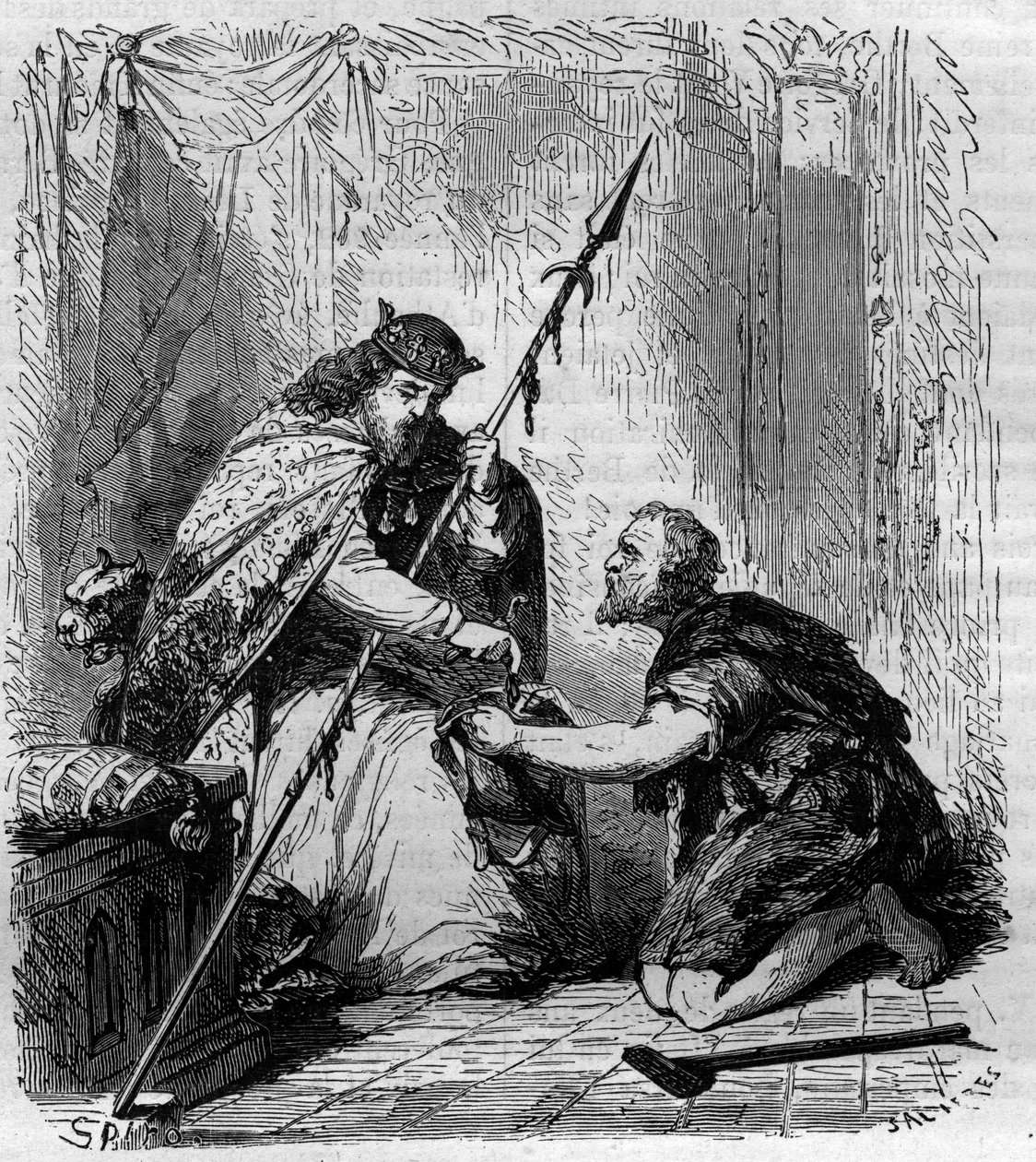 Robert II. der Fromme (972-1031), König von Frankreich, verteilt Almosen. Gravur in 