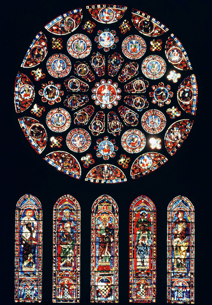 Rosen- und Lanzettenfenster von der Südwand, ca. 1224 von French School