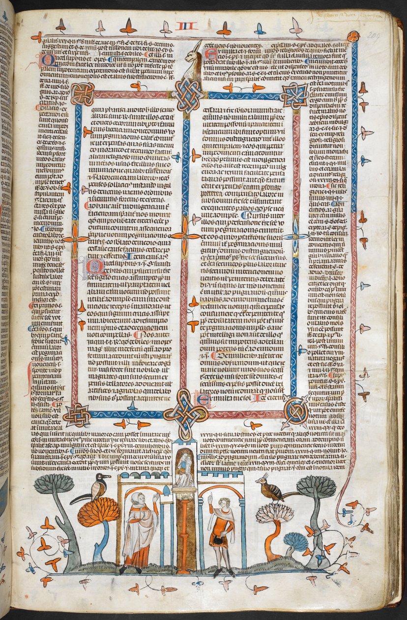 Royal MS 10 E IV, f.209r, Der Maler und der Teufel, aus den Dekretalen von Gregor IX mit Glosse von Bernard von Parma (die 