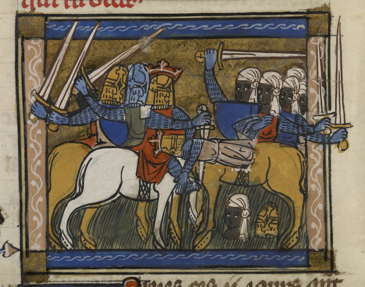 Royal MS 19 D I, f.77v Schlacht von Dschingis Khan und Priester Johannes, aus 
