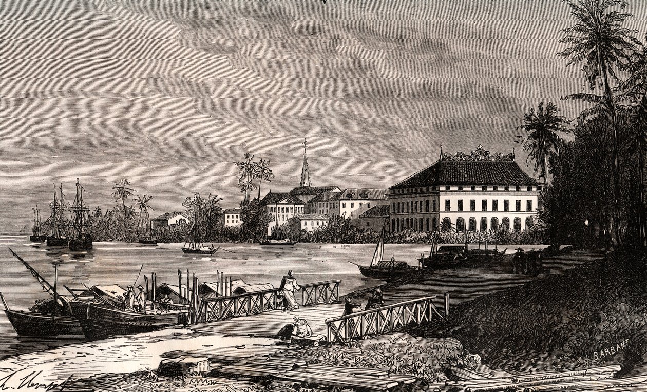 Saigon - Vietnam - Ho-Chi-Minh-Stadt (Ho Chi Minh Stadt) - Gravur in „La France illustree: Geographie, Geschichte, statistische Verwaltung“ von V.-A. Malt-Brown. 1884 von French School