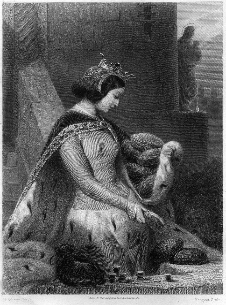 Heilige Bathilde, Königin von Frankreich (gestorben 680), Ehefrau von Clovis II. In „Les Saintes Femmes“ von French School