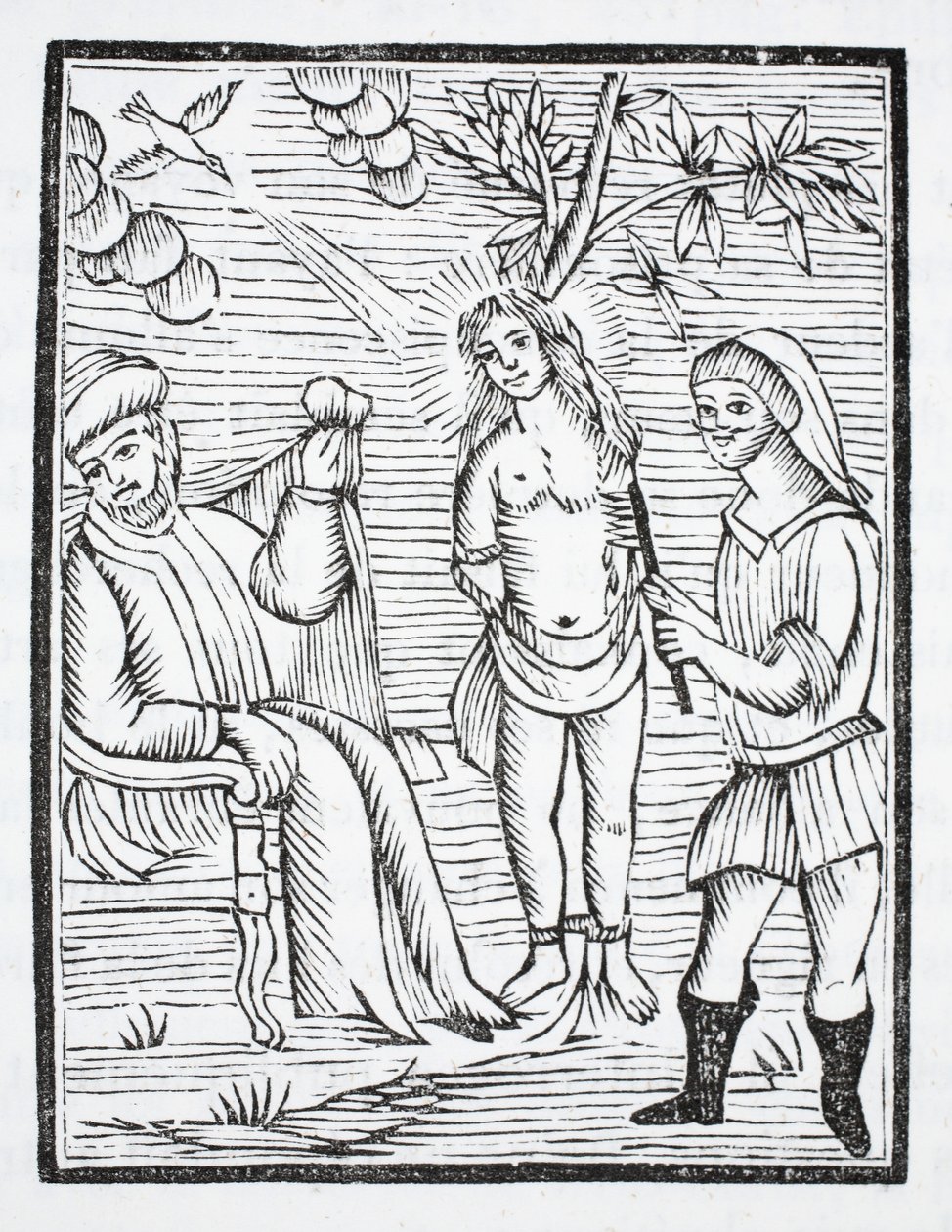Die heilige Reine wird gefoltert, ihre Haut wird von Eisenkämmen zerrissen, auf Befehl von Olibre, weil sie sich weigert, ihren Glauben zu verleugnen von French School