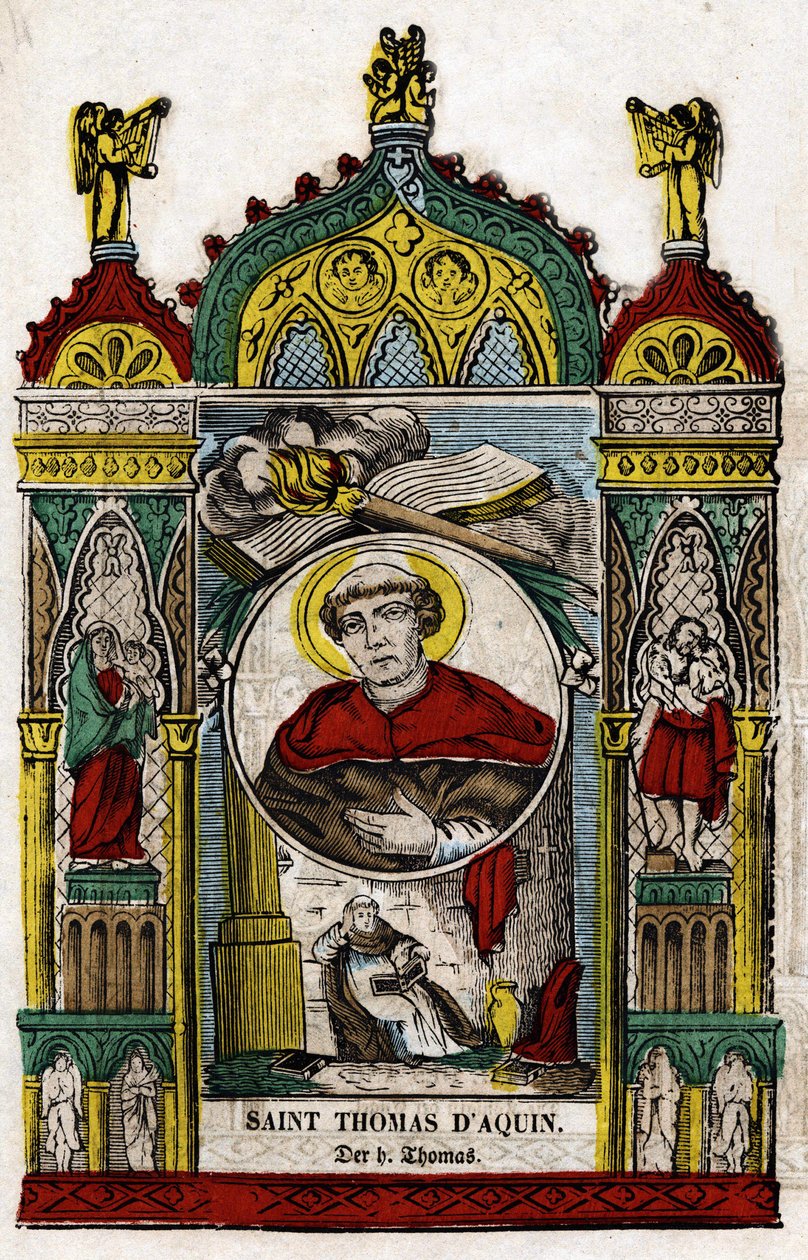 Heiliger Thomas von Aquin (1228-1274). Epinal-Bild, erste Hälfte des 19. Jahrhunderts von French School