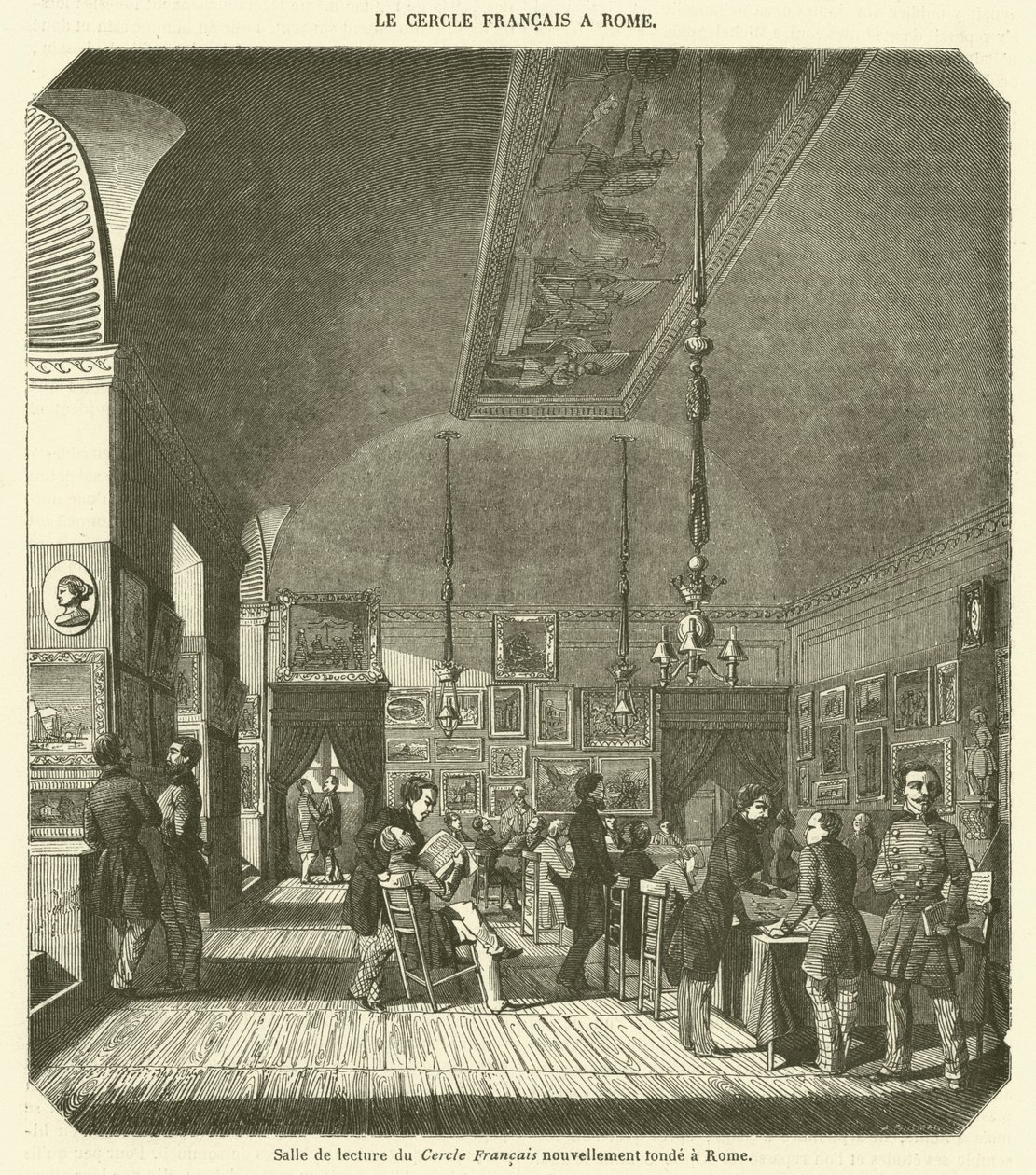 Lesesaal des neu gegründeten Cercle Français in Rom von French School