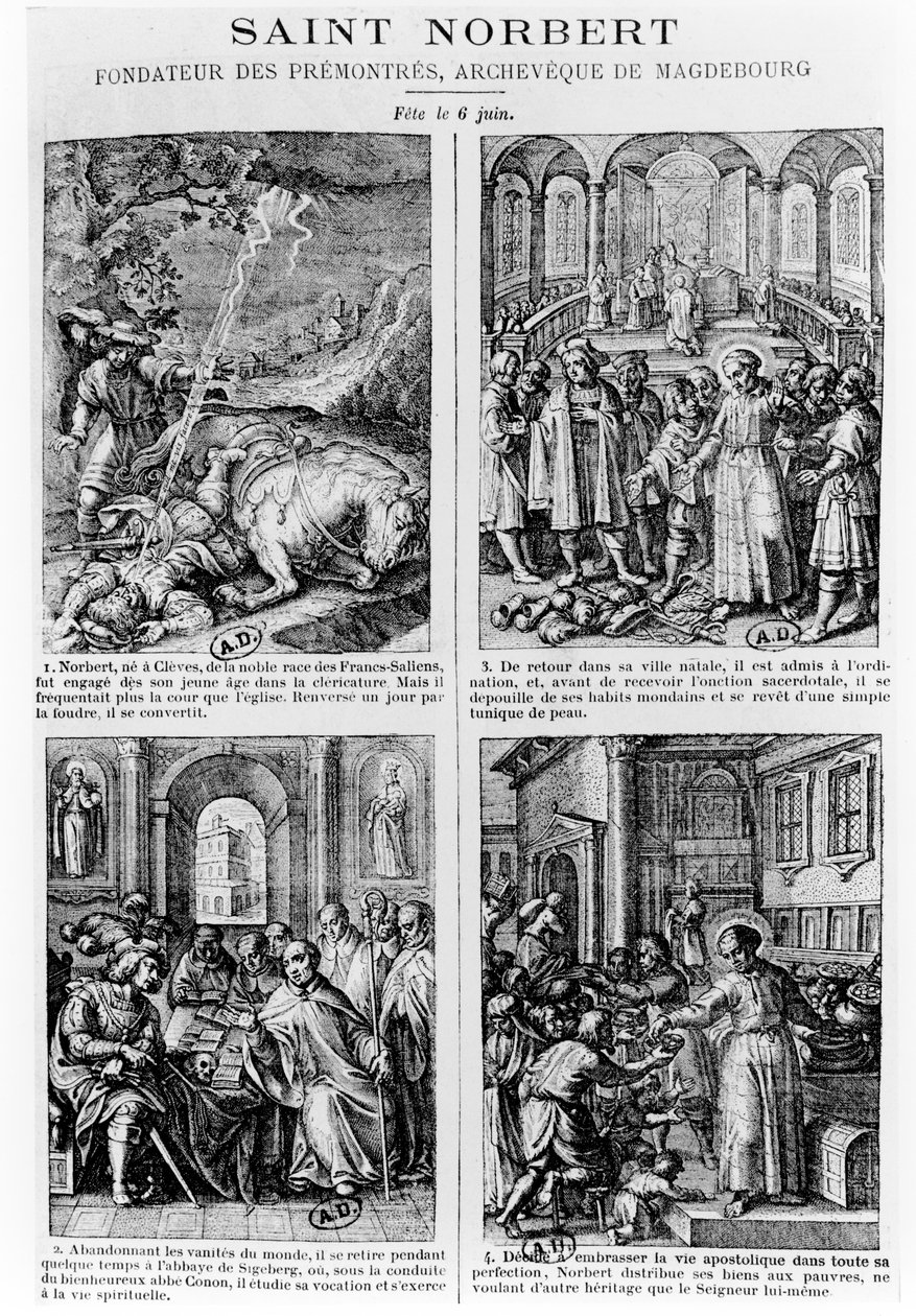 Szenen aus dem Leben des Heiligen Norbert, Gründer des Prämonstratenserordens von French School