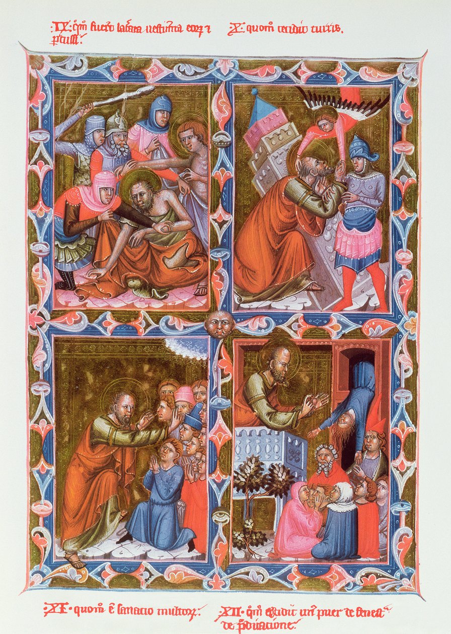 Szenen aus dem Leben des Heiligen Paulus, Faksimile eines Manuskripts des 15. Jahrhunderts der Legendaire des Anjou-Hongrie, Schule von Bologna von French School