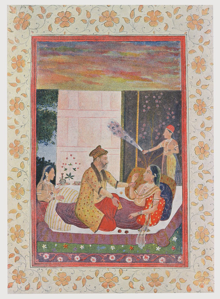 Scheherazade wird vom König ergriffen, Illustration aus Tausendundeine Nacht, 1895 (Farbstich) von French School