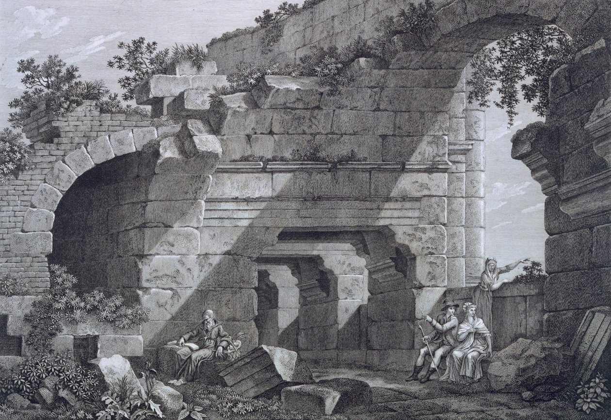 Zweite Galerieebene des Amphitheaters in Nimes, aus Antiquités de la France: Vol I, Monuments de Nimes von French School