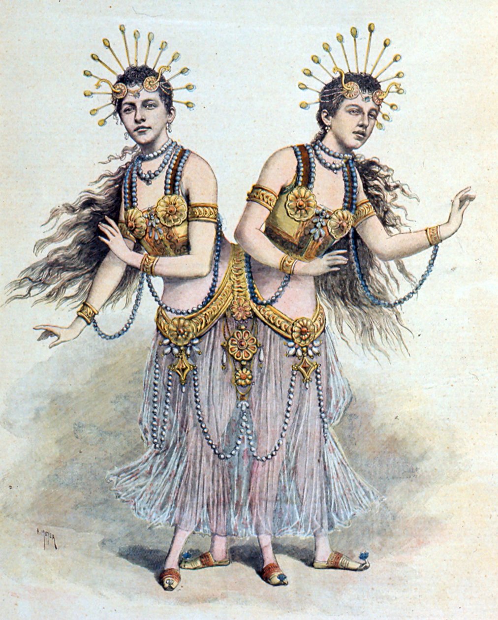 Siamesische Zwillinge, Rosa - Josepha Blazek aus "Le Petit Journal", Paris, 8. April 1891 (Gravur) von French School